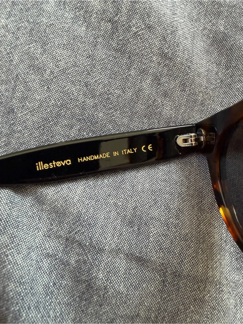 Illesteva Brown Frame Sunglasses with Blue Mirrored Lenses